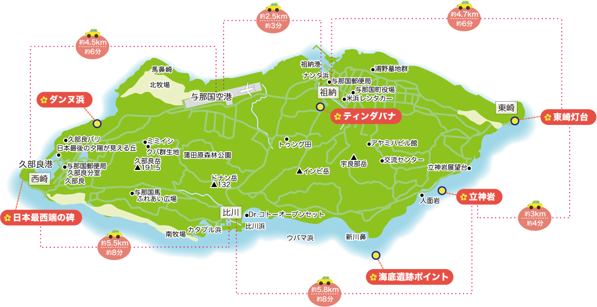 観光案内 与那国島マップ